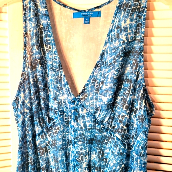 DEREK LAM FOR DESIGN NATION BLUE / ARMIDILLO  PRINT SLEEVELESS MAXI DRESS SZM - Picture 2 of 9